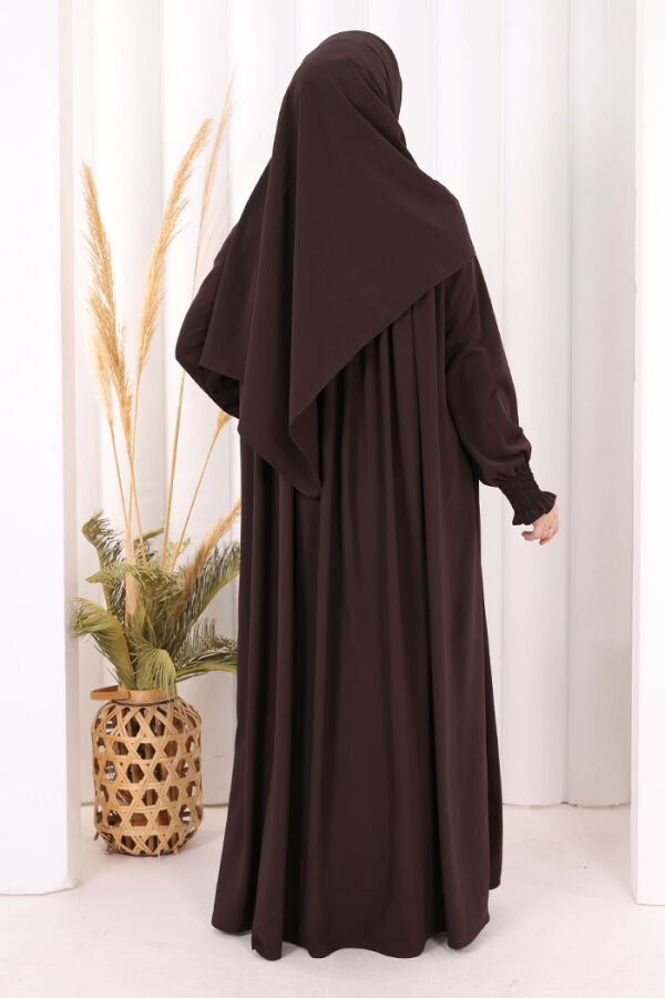 Biritli Ferace ŞAL HEDİYE ! 7056 Kahverengi - 4