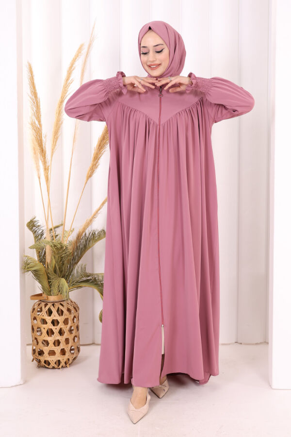 Biritli Ferace ŞAL HEDİYE ! 7056 Pudra - 1