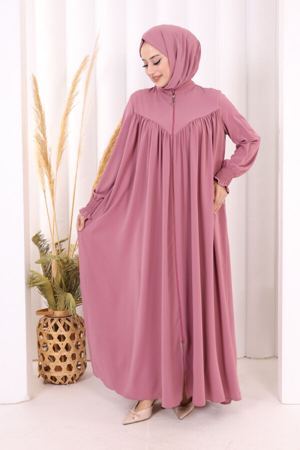 Biritli Ferace ŞAL HEDİYE ! 7056 Pudra - 2