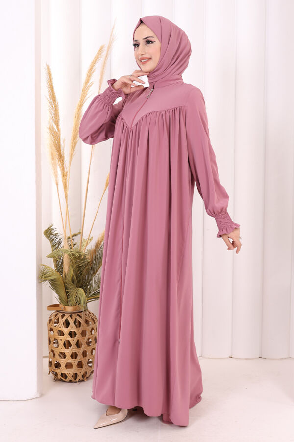 Biritli Ferace ŞAL HEDİYE ! 7056 Pudra - 4