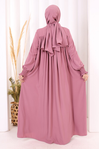 Biritli Ferace ŞAL HEDİYE ! 7056 Pudra - 5