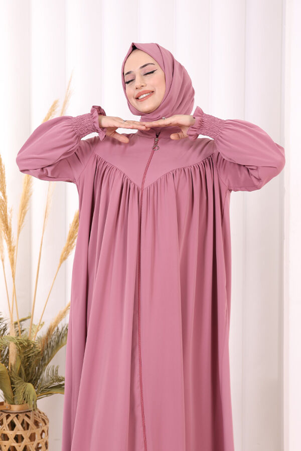 Biritli Ferace ŞAL HEDİYE ! 7056 Pudra - 6