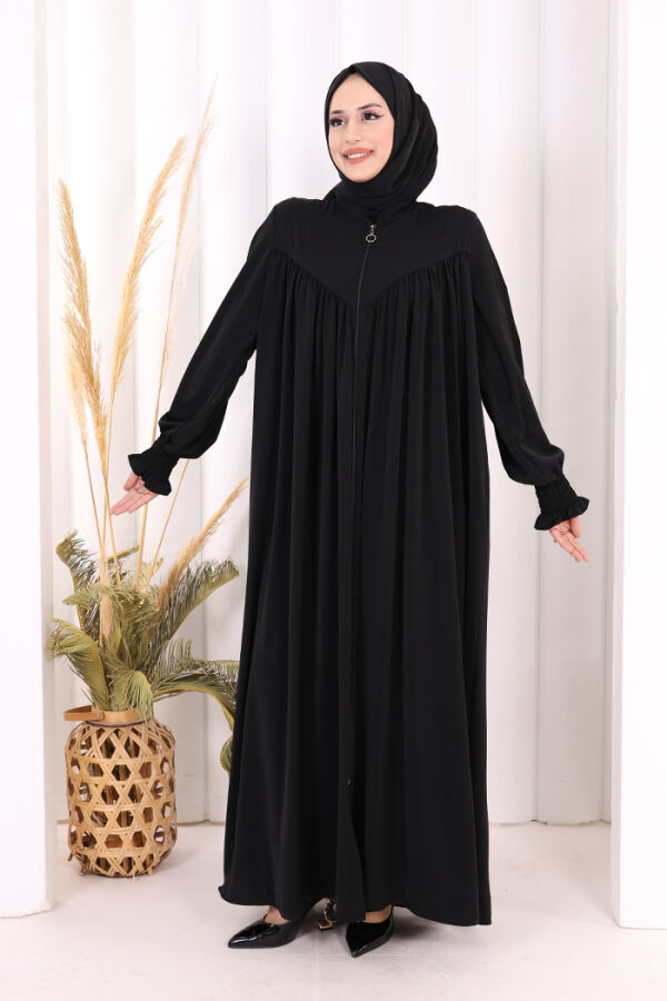 Biritli Ferace ŞAL HEDİYE ! 7056 Siyah - 1