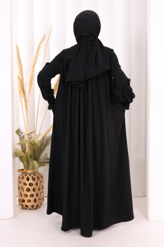 Biritli Ferace ŞAL HEDİYE ! 7056 Siyah - 5