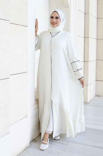 Şal ve Ferace İkili Takım 70018 Ekru - Bym Fashion