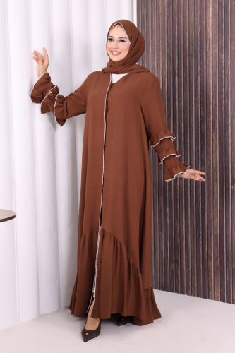 Şal ve Ferace İkili Takım 70018 Kahverengi - 3