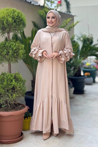 Şal ve Ferace İkili Takım 70018 Taş - Bym Fashion