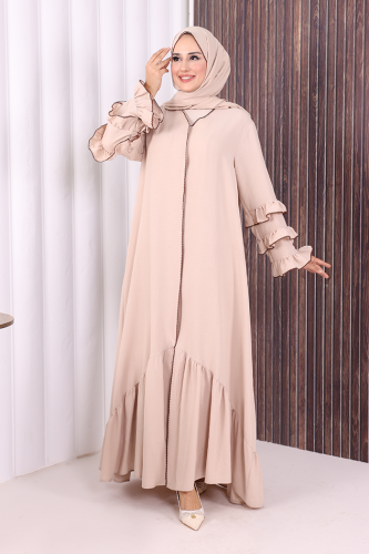 Şal ve Ferace İkili Takım 70018 Taş - Bym Fashion