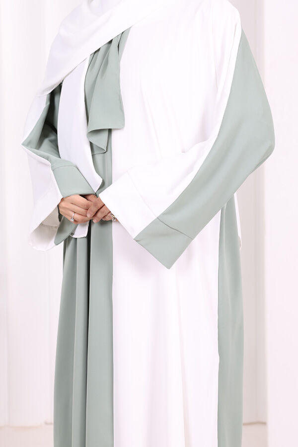 Şallı Çift Renk Elbise 3950 Ekru - 6