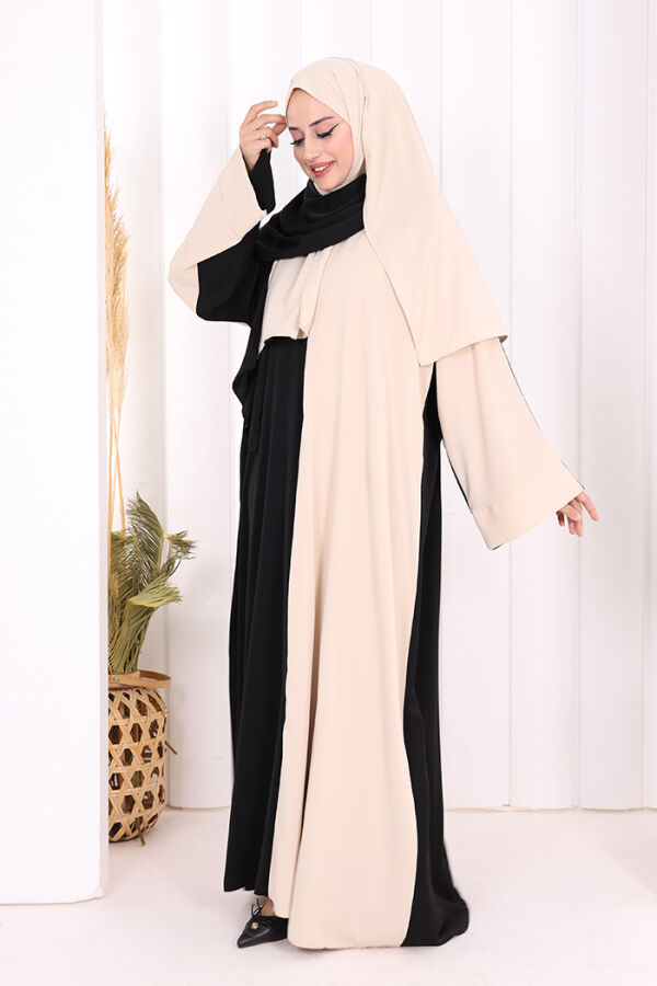 Şallı Çift Renk Elbise 3950 Taş - 2