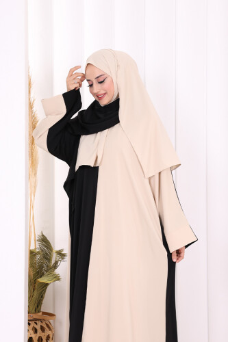 Şallı Çift Renk Elbise 3950 Taş - 5