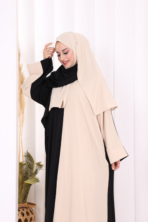 Şallı Çift Renk Elbise 3950 Taş - 5