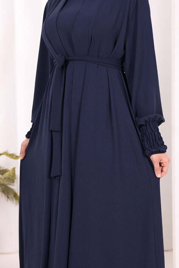 Elbiseli Abaya Takım ŞAL HEDİYE  3883 Lacivert - 6