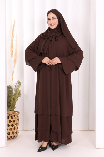 Şallı Ferace Takım 7052 Kahverengi - 2