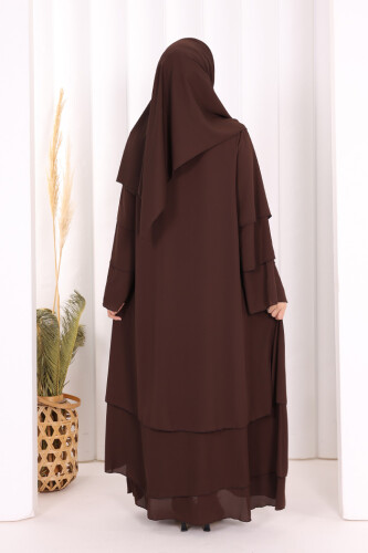 Şallı Ferace Takım 7052 Kahverengi - 4