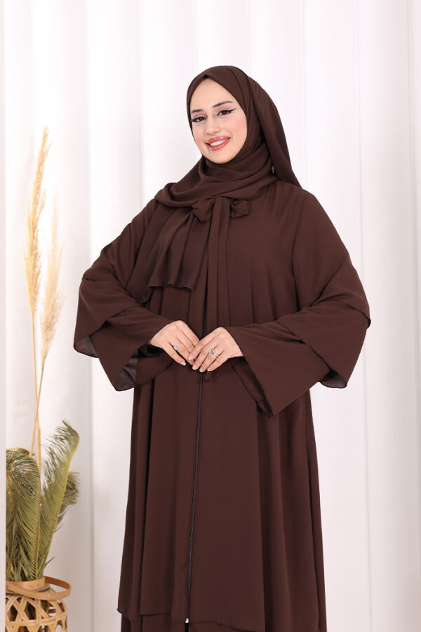 Şallı Ferace Takım 7052 Kahverengi - 5