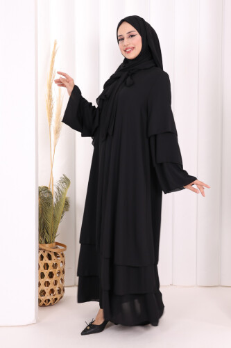 Şallı Ferace Takım 7052 Siyah - 3