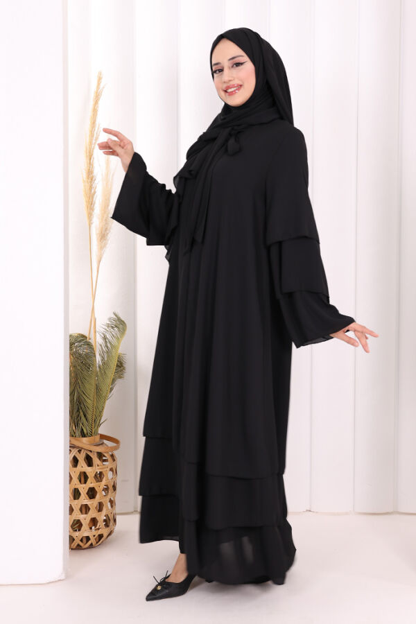 Şallı Ferace Takım 7052 Siyah - 3