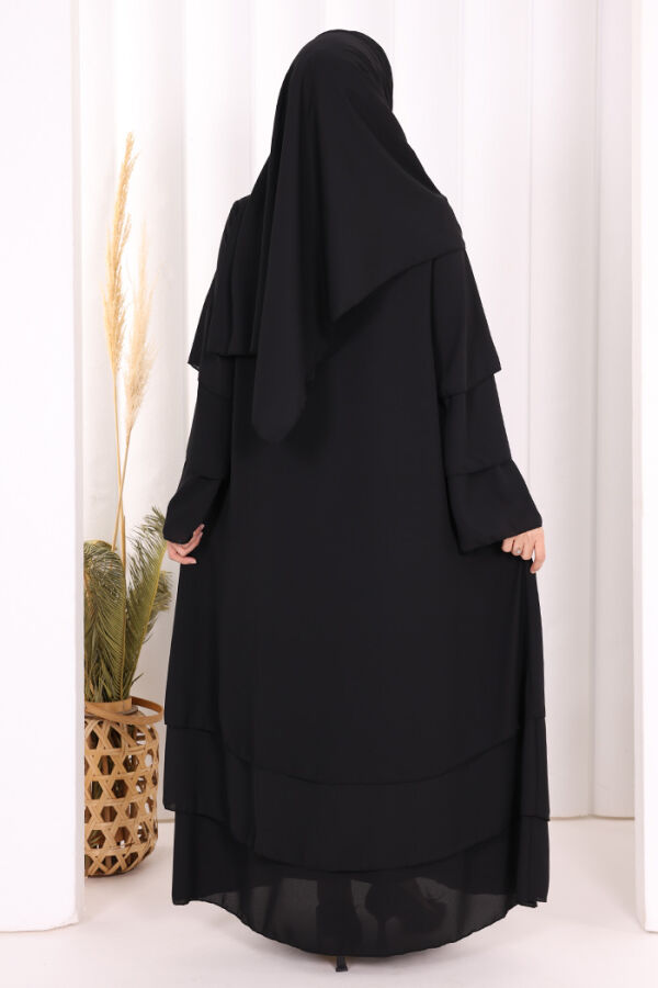 Şallı Ferace Takım 7052 Siyah - 4