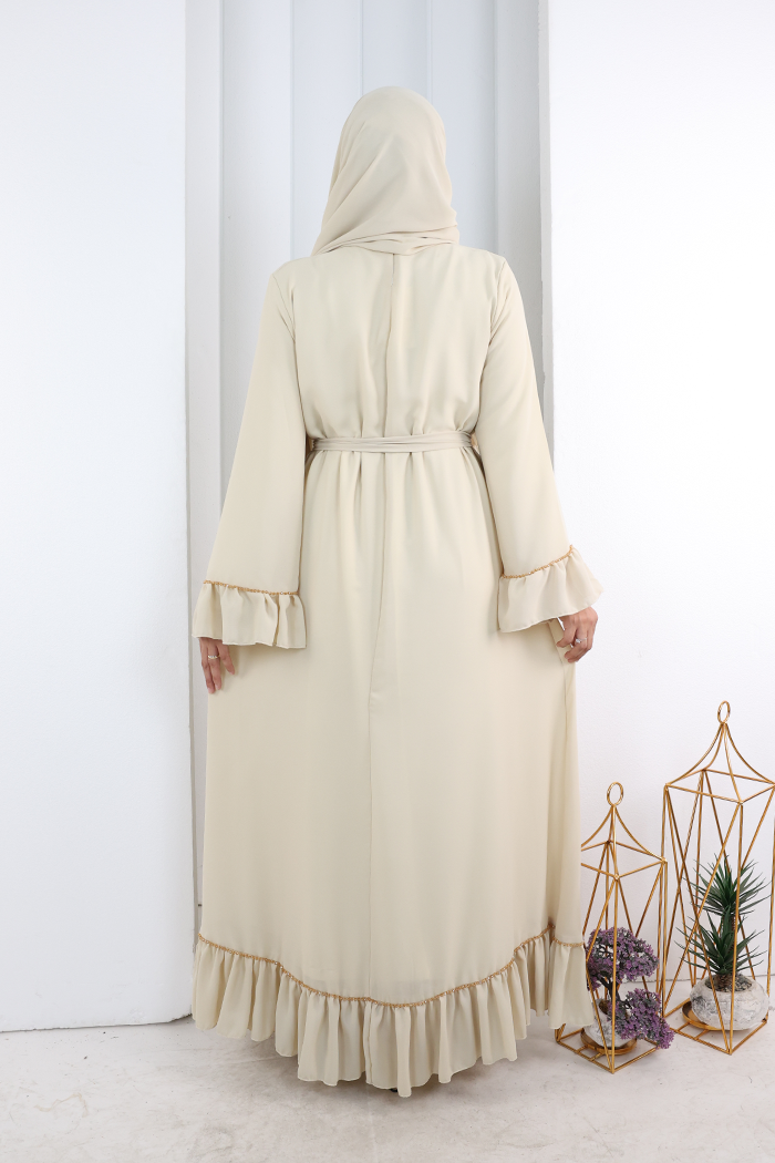 Şallı Fırfırlı Elbise 6085 Taş - 3