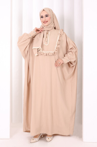 Şallı Fırfırlı Elbise 6088 Taş - 2