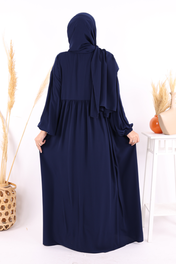 Şallı Kruvaze Namaz Elbisesi 6027 Lacivert - 3