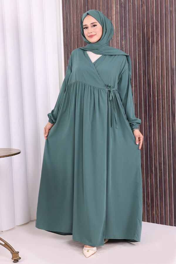 Şallı Kruvaze Namaz Elbisesi 6027 Mint - 1