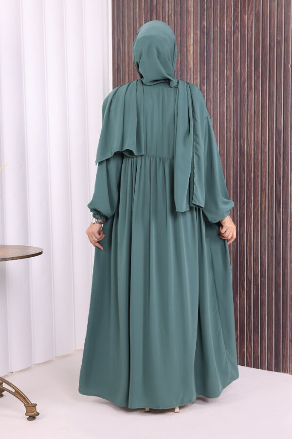 Şallı Kruvaze Namaz Elbisesi 6027 Mint - 3