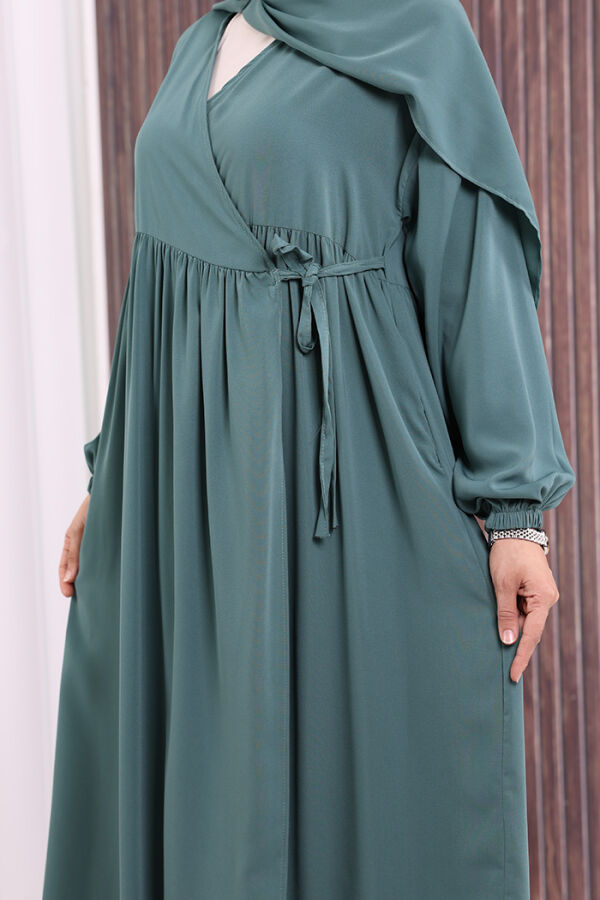Şallı Kruvaze Namaz Elbisesi 6027 Mint - 5