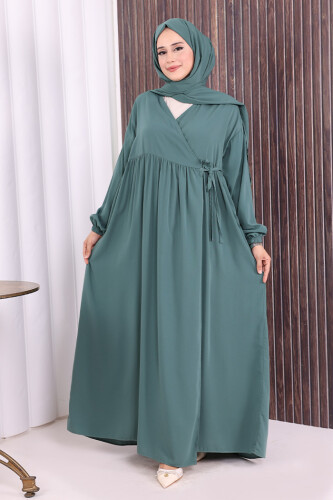 Şallı Kruvaze Namaz Elbisesi 6027 Mint 