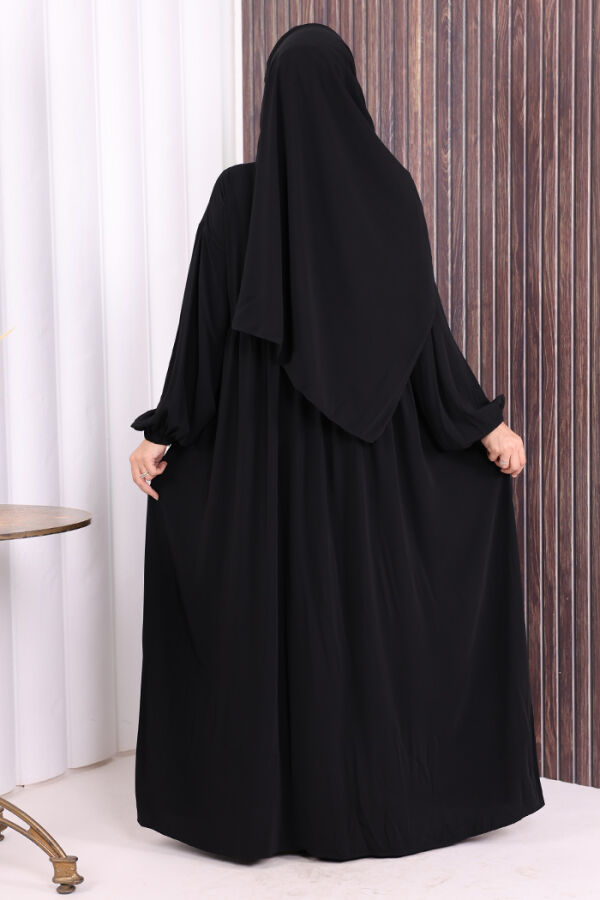 Şallı Kruvaze Namaz Elbisesi 6027 Siyah - 4