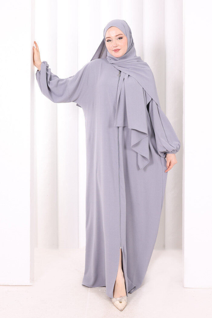 Şallı Namaz Elbisesi 3857 Gri - 2