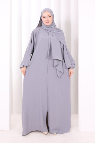 Şallı Namaz Elbisesi 3857 Gri - 3