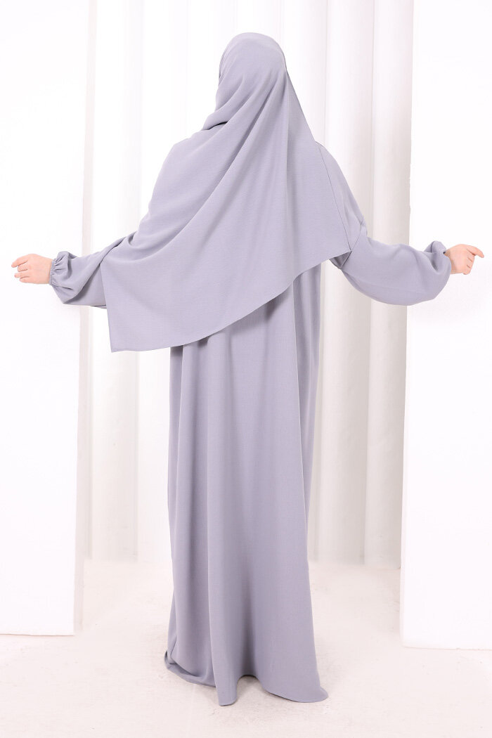 Şallı Namaz Elbisesi 3857 Gri - 5