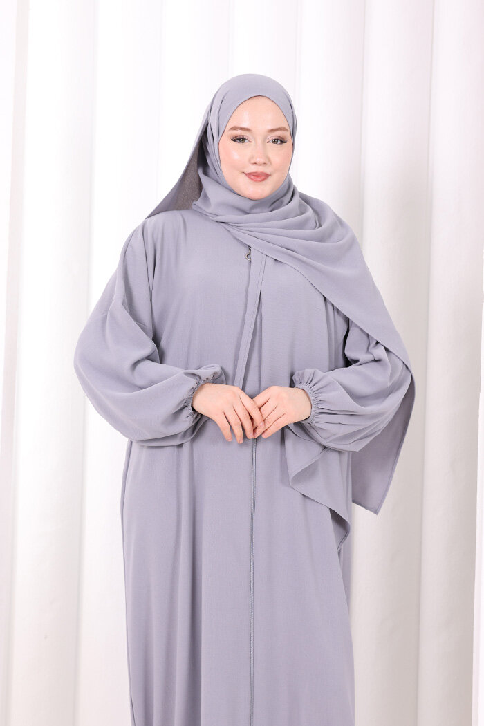 Şallı Namaz Elbisesi 3857 Gri - 6
