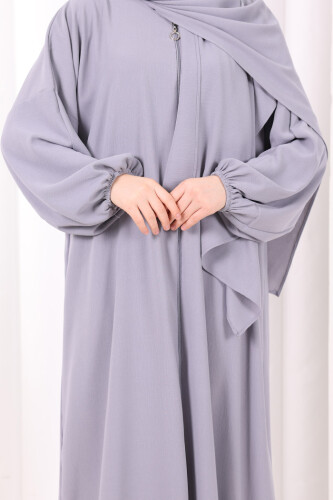 Şallı Namaz Elbisesi 3857 Gri - 7
