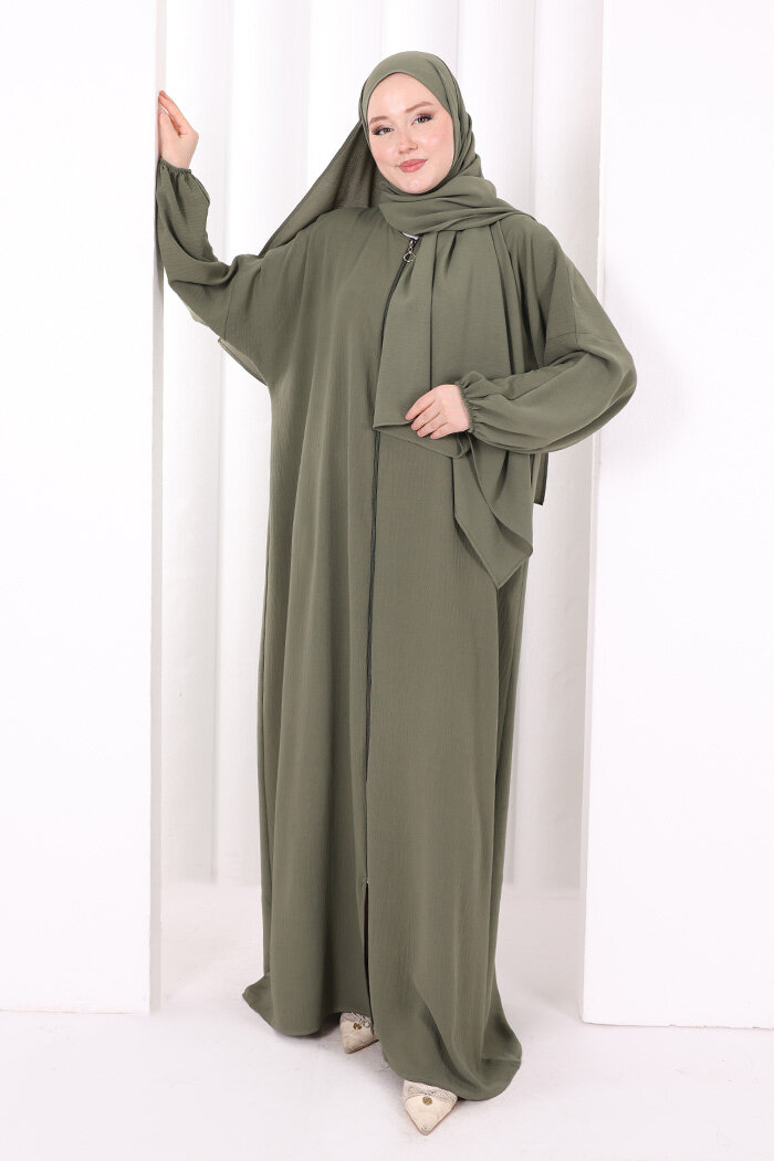 Şallı Namaz Elbisesi 3857 Haki - 2