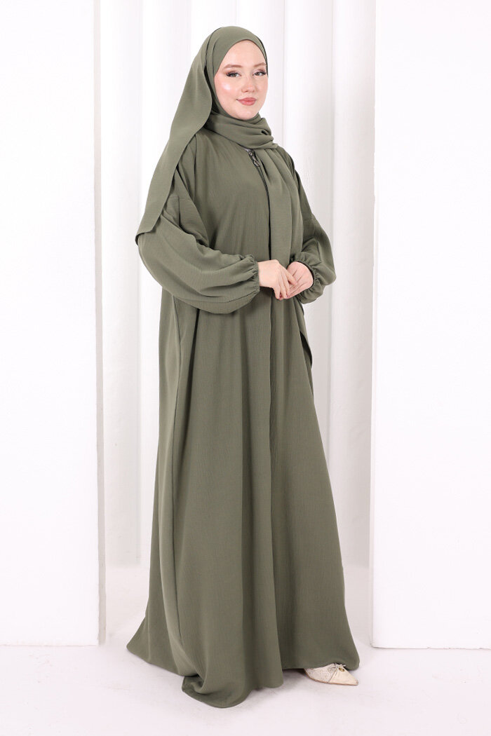 Şallı Namaz Elbisesi 3857 Haki - 3