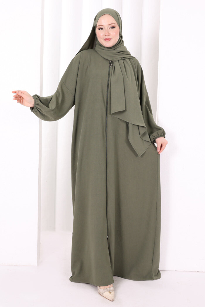Şallı Namaz Elbisesi 3857 Haki - 4