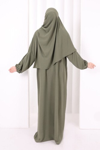 Şallı Namaz Elbisesi 3857 Haki - 5