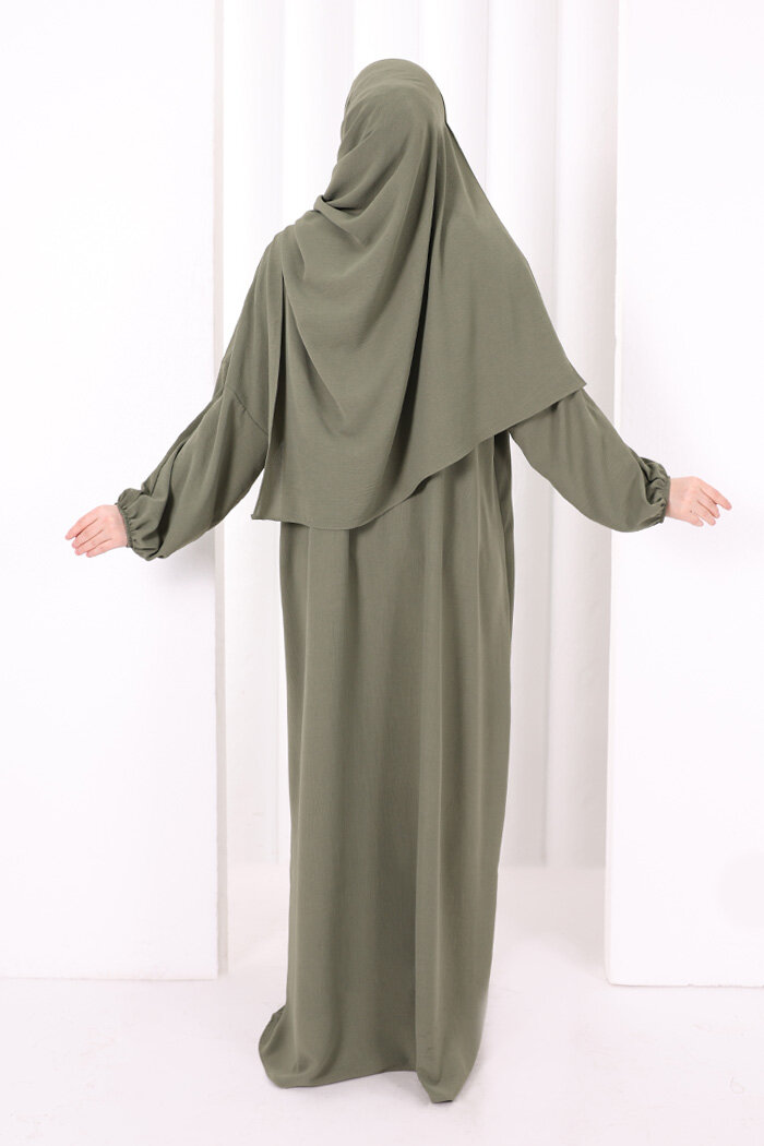 Şallı Namaz Elbisesi 3857 Haki - 5