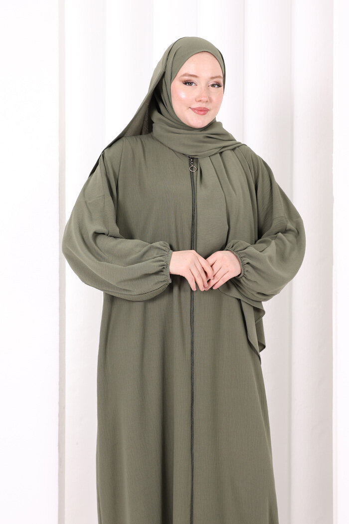 Şallı Namaz Elbisesi 3857 Haki - 6