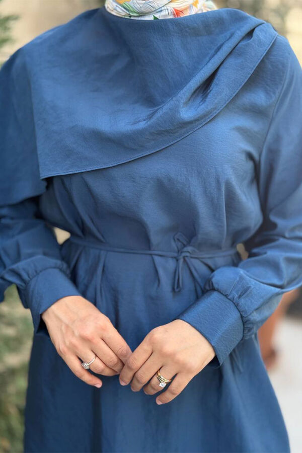 Sedef Kumaş Tunik Pantolon İkili Takım 8693 İndigo - 4