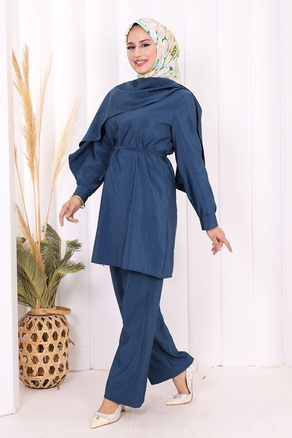 Sedef Kumaş Tunik Pantolon İkili Takım 8693 İndigo - 3