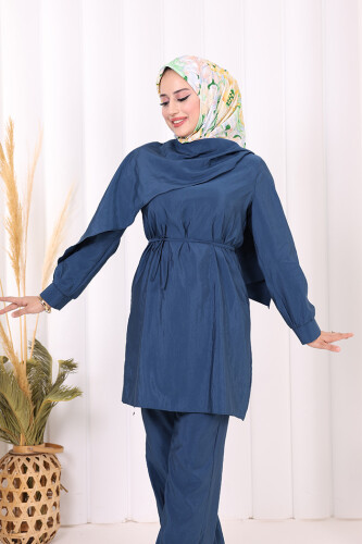 Sedef Kumaş Tunik Pantolon İkili Takım 8693 İndigo - 5