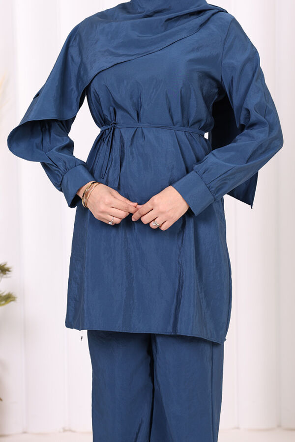 Sedef Kumaş Tunik Pantolon İkili Takım 8693 İndigo - 6