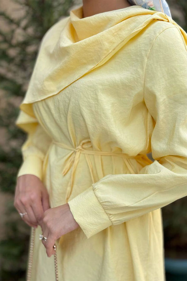 Sedef Kumaş Tunik Pantolon İkili Takım 8693 Sarı - 4