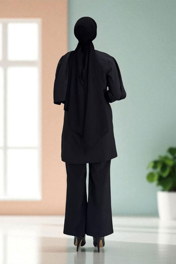 Sedef Kumaş Tunik Pantolon İkili Takım 8693 Siyah - 2