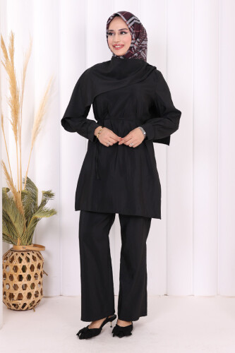 Sedef Kumaş Tunik Pantolon İkili Takım 8693 Siyah 