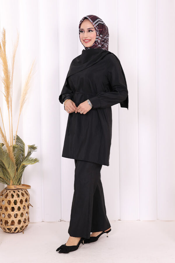 Sedef Kumaş Tunik Pantolon İkili Takım 8693 Siyah - 3